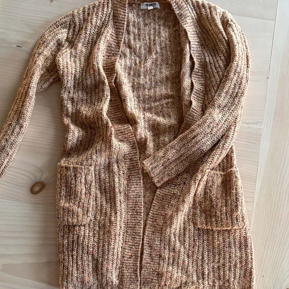 BB Dakota Textured Tan Open Cardigan